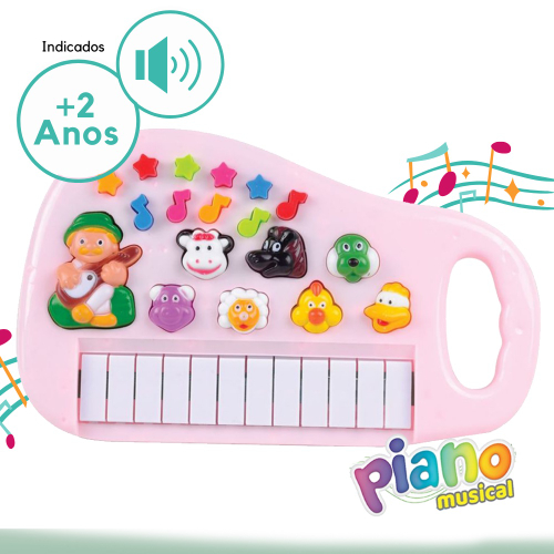 Piano Infantil Teclado Musical Som De Animais Fazendinha no Shoptime