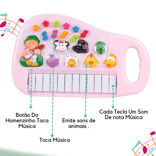 Piano Infantil Teclado Musical Bebê Ia Ia O Bichos em Promoção na