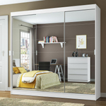 Guarda-Roupa Casal Madesa Veneza 3 Portas de Correr com Espelho