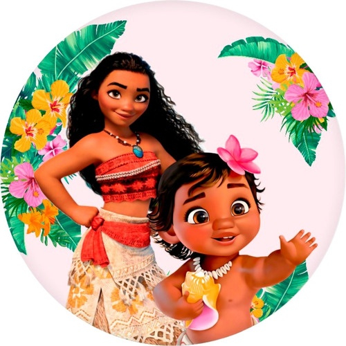 Festa Moana Baby Enfeite Redondo Decoração Mesa Ou Parede