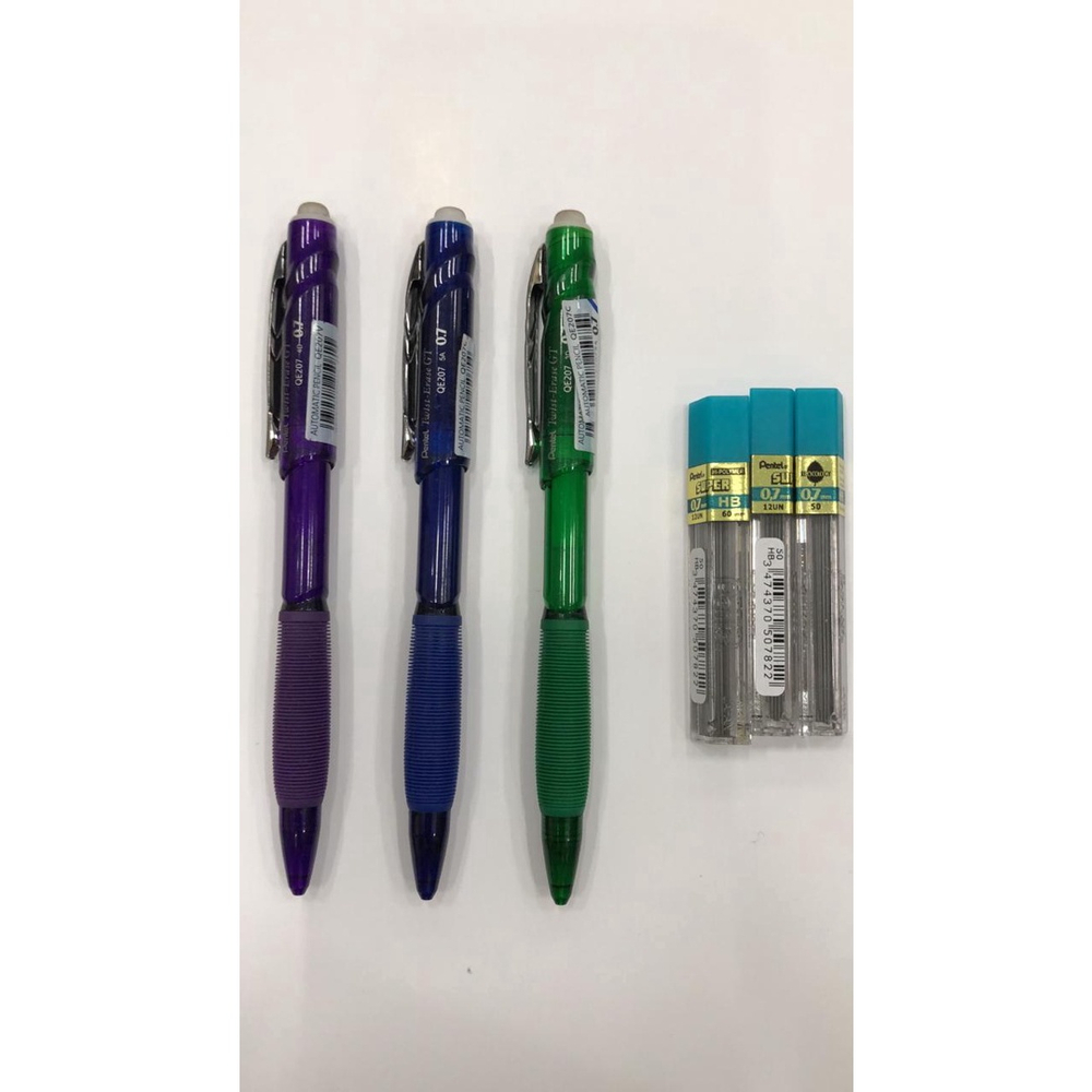 Lapiseira Pentel Twist Erase Gt 0 7 Mm Com 3 Verde Roxa E Azul 3 Tb