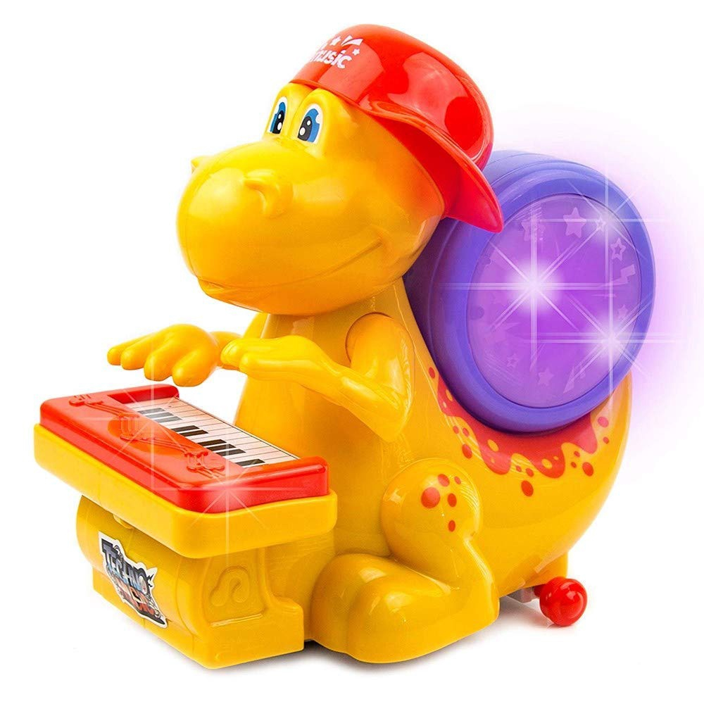 Teclado Pianinho Infantil Musical De Dinossauro Amarelo