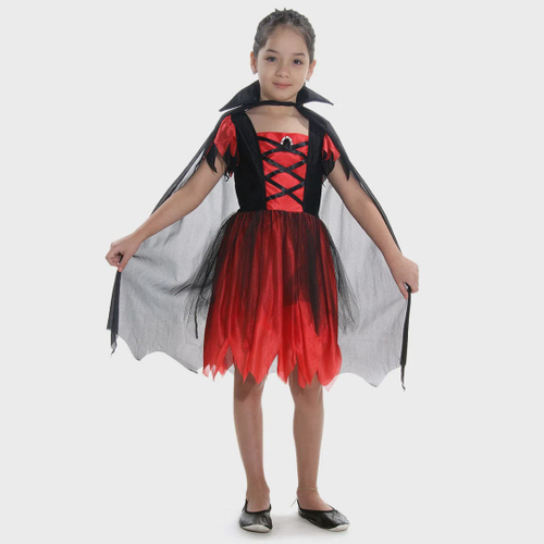 Fantasia De Halloween Infantil Rainha Drácula Vampira 2 A 12