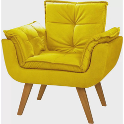 Poltrona Decorativa Opala Consultório Escritório Sued Amarela - Kimi Design Menor preço em Poltrona Decorativa Opala Consultório Escritório Sued Amarela - Kimi Design