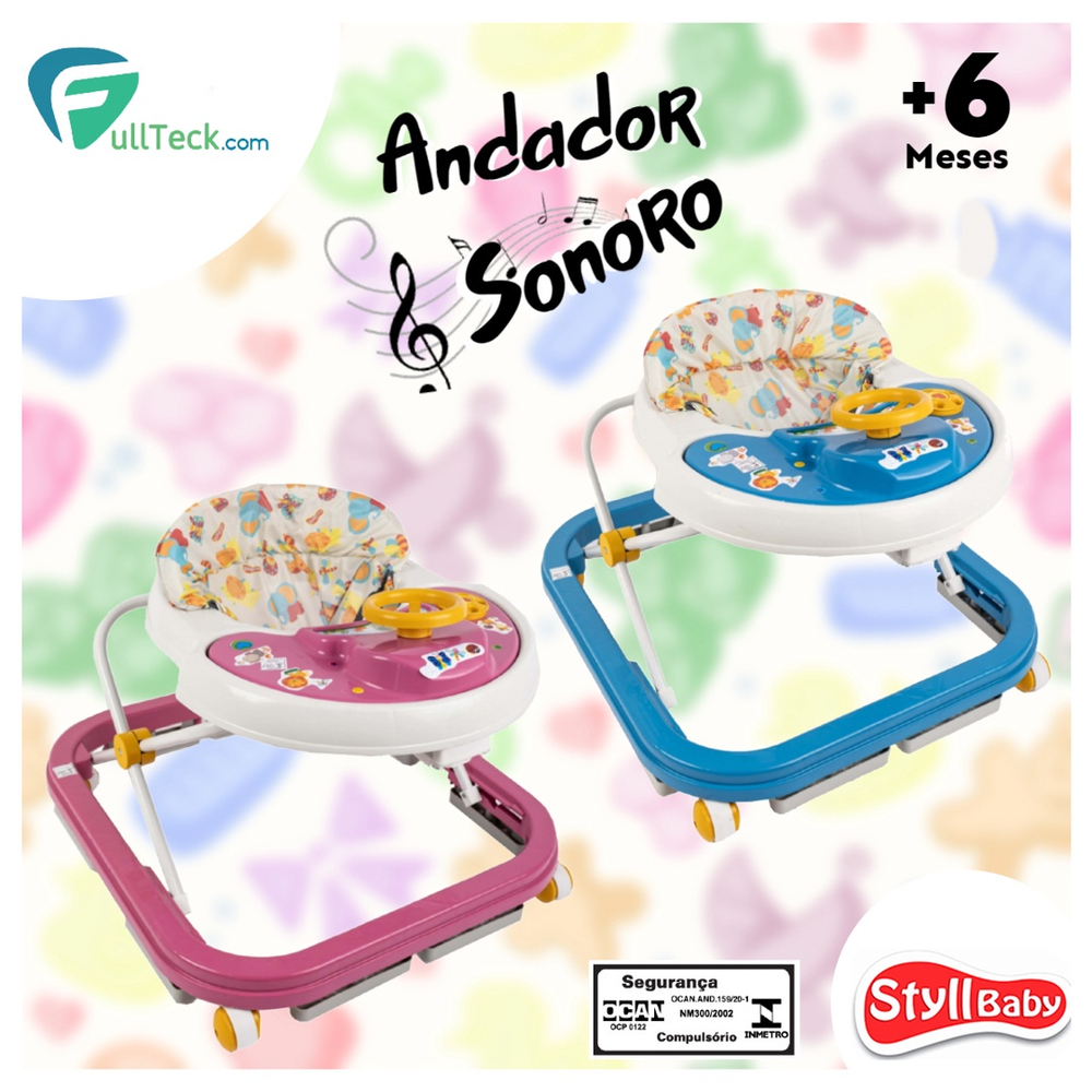 Andador Musical Infantil Sonoro Bebê Soft Way Styll Baby No Shoptime