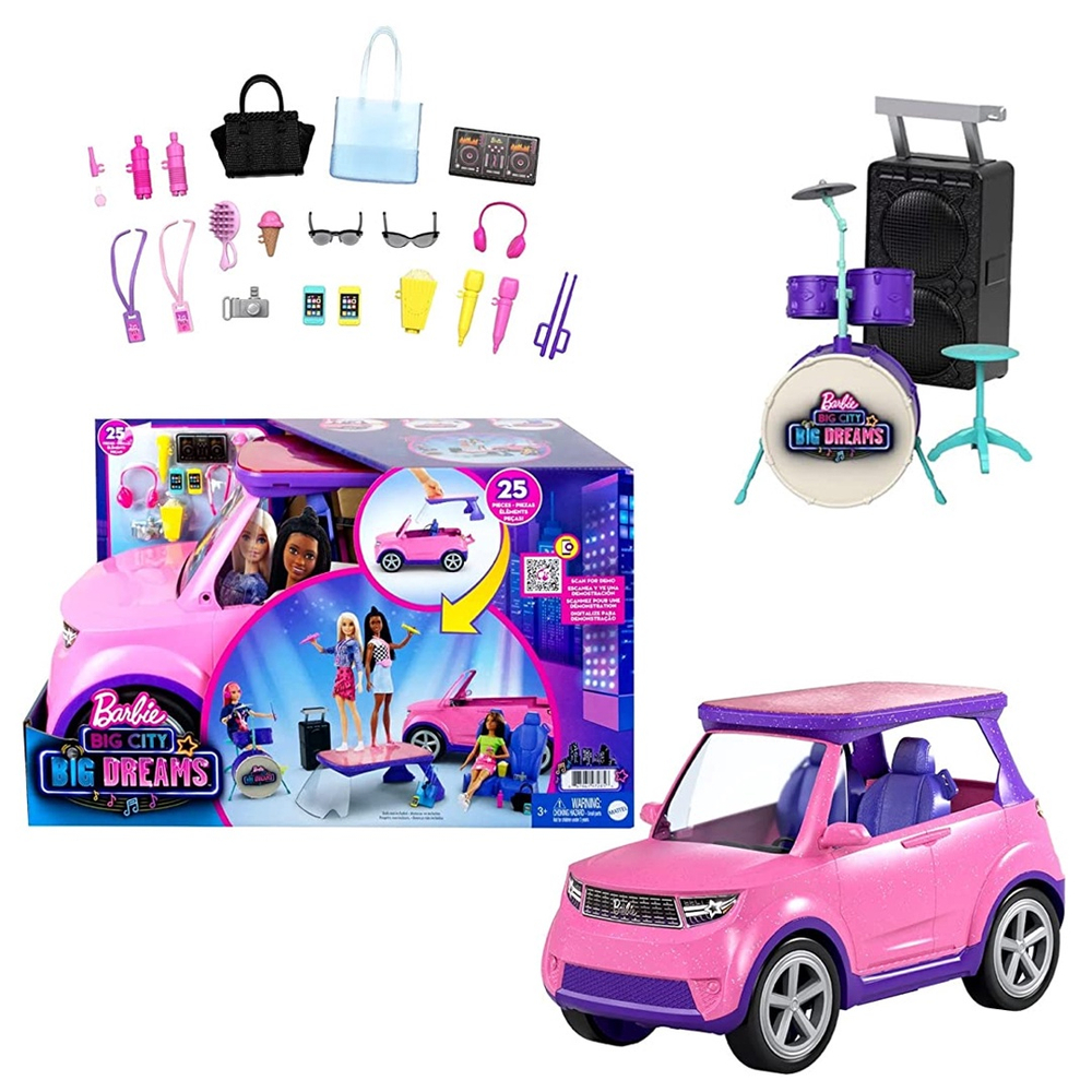 Carro Da Barbie Transformável Em Palco De Musica Com Bateria