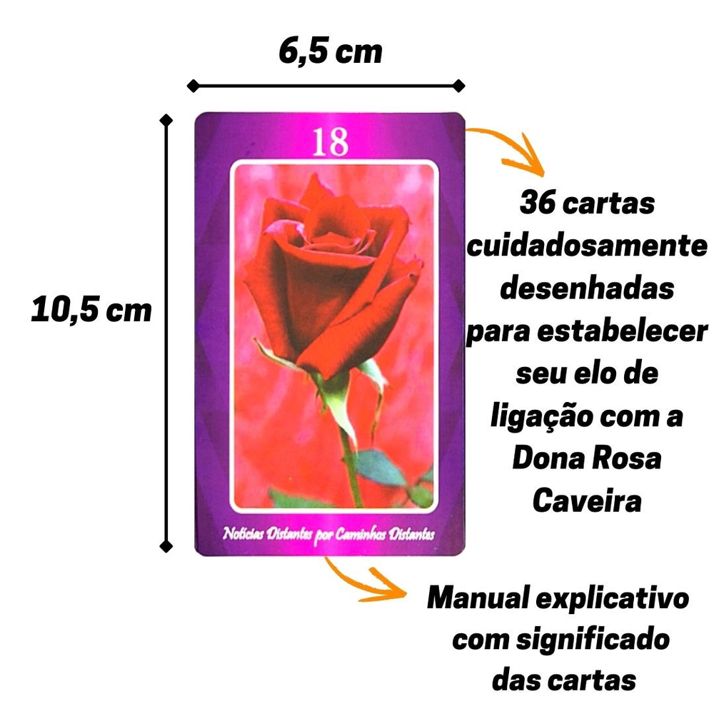 Tarot Rosa Caveira Baralho 36 Cartas + grátis Banho Cigano Nf em