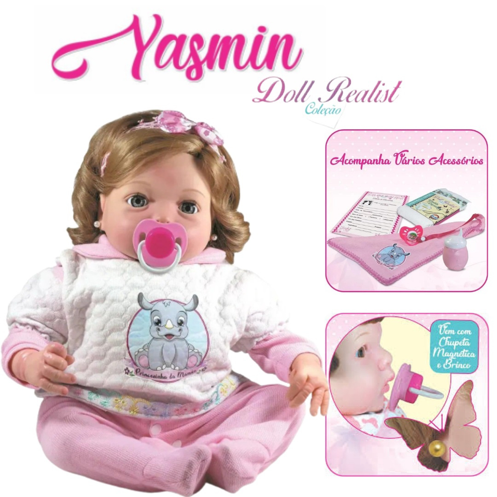 Boneca Bebê Reborn Yasmin Doll Realist Menina Verdadeira Top