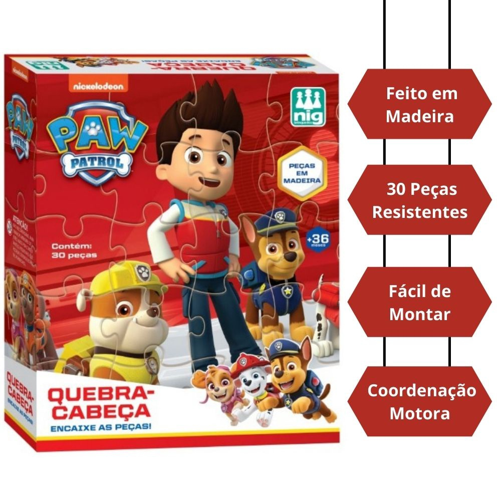 Brinquedo Infantil Quebra-Cabeça Educativo Para Criança Madeira  Reflorestada Patrulha Canina Xalingo - Baby&Kids