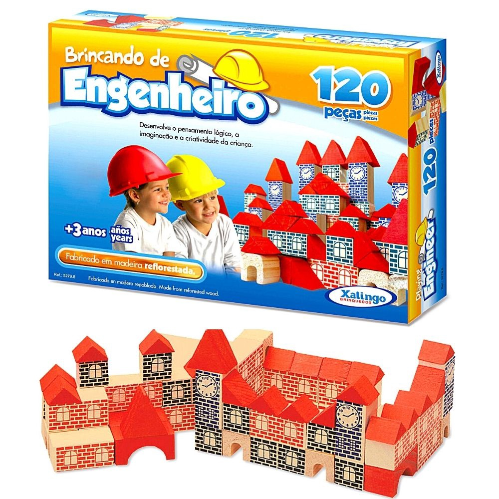 KIT EM MADEIRA 54 PEÇAS BRINQUEDOS BLOCOS PARA MONTAR E CONSTRUIR  PEDAGOGICO EDUCATIVO