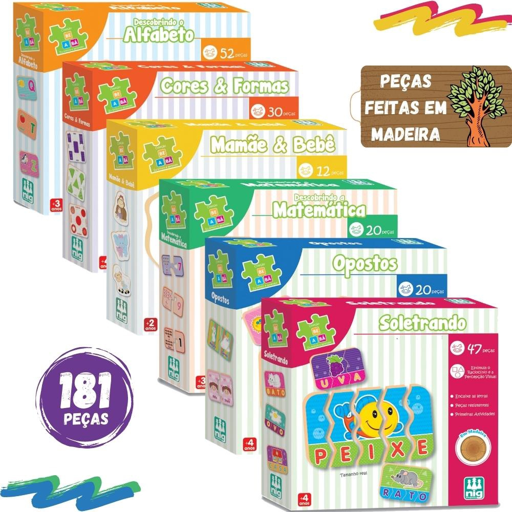 Cjt 6 Jogos Infantil em Madeira Educativo Pedagógico + 3 anos no Shoptime