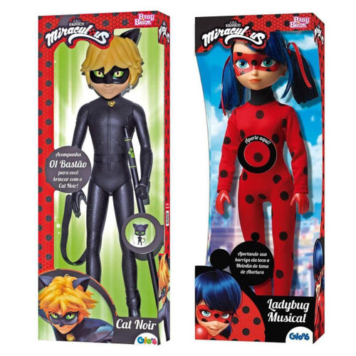 Kit Com 2 Bonecos Miraculous Ladybug 55cm e Cat Noir 57cm - BabyBrink em  Promoção na Americanas