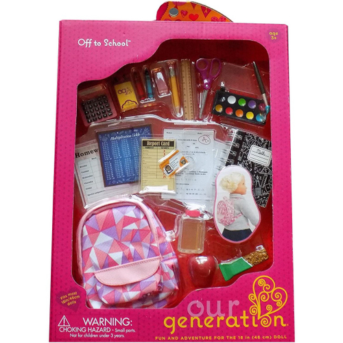 Kit acess rios escolar boneca Our Generation Off To School Playset