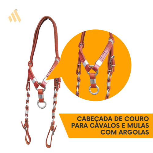 Kit Traia de Cavalo Argolada Dupla Havana Luxo Montaria Com