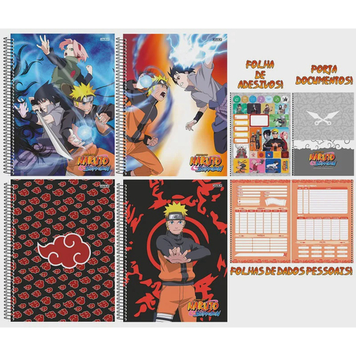 Caderno brochura pequeno capa dura 80 folhas Naruto Shippuden São Domingos  - Shopel Papelaria