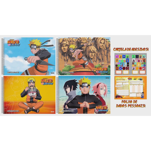 Kit 2 Cadernos Naruto Shippuden Brochurinha + Desenho Naruto em