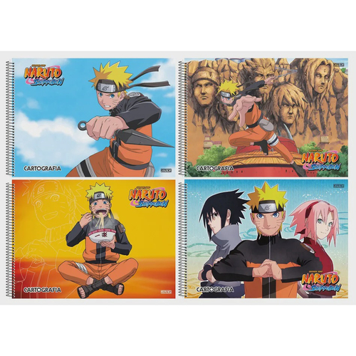 Kit de Cadernos de Desenho, Sd Inovacoes, Universitário, Capa Dura, Boruto/ Naruto, 60 Folhas, Pacote com 5