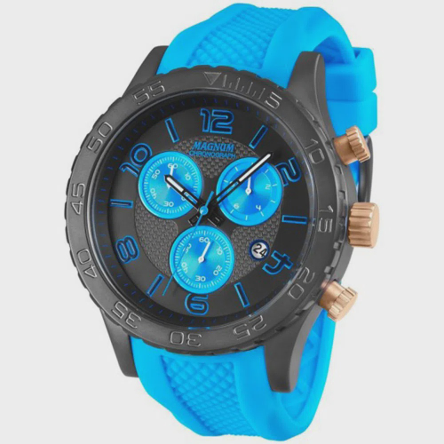 Relógio magnum masculino cronógrafo azul silicone MA33504F em