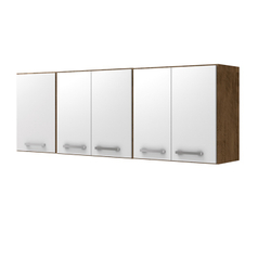 Armario aereo cozinha modulada 1,80 metro 5 portas castanho branco Menor preço em Armario aereo cozinha modulada 1,80 metro 5 portas castanho branco