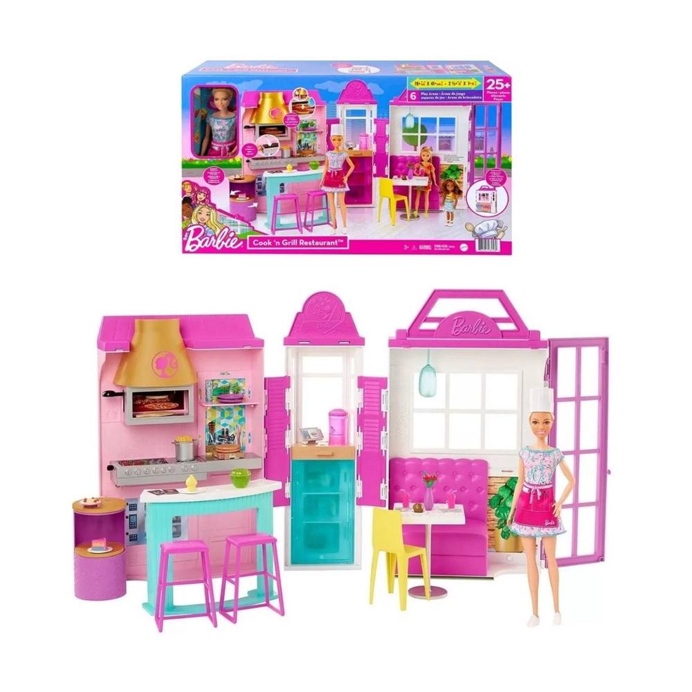 Conjunto Barbie Restaurante Cozinhar e Grelhar Mattel - Fátima Criança