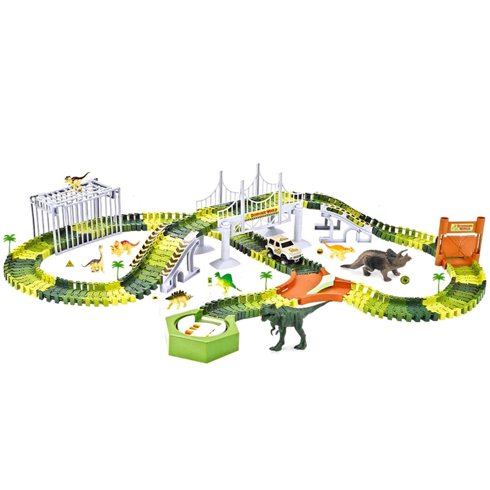 Pista hot wheels city track ataque de triceratops dinossauro