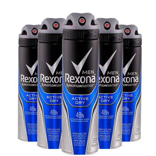 Kit 5 Unidades Desodorante Aerosol Rexona Men Active Dry 150ml