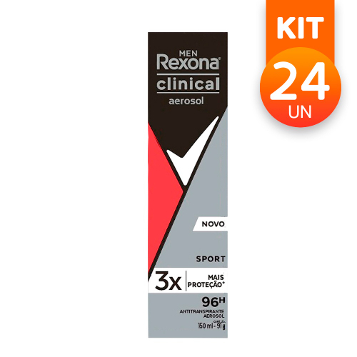 Kit 3 Unidades Desodorante Aerosol Rexona Men Clinical Sport 150ml