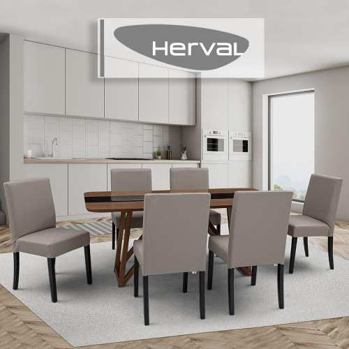 Conjunto 6 Cadeiras de Jantar Herval Libralli, Cinza e Preto