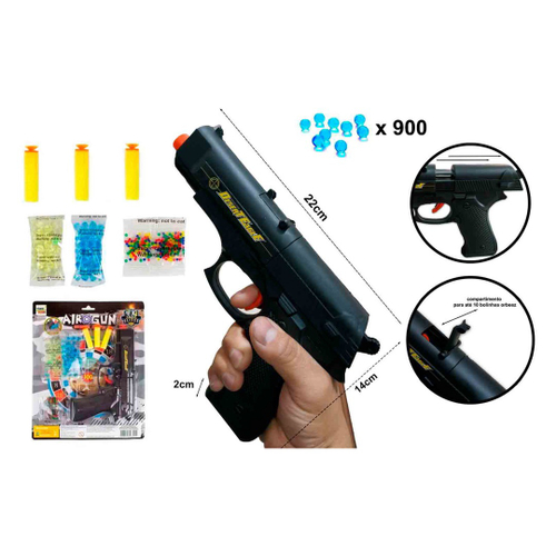 Pistola Arma de Brinquedo Preta Luxo