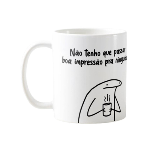 Caneca Meme Flork Boneco Palito Feliz Páscoa - Preta