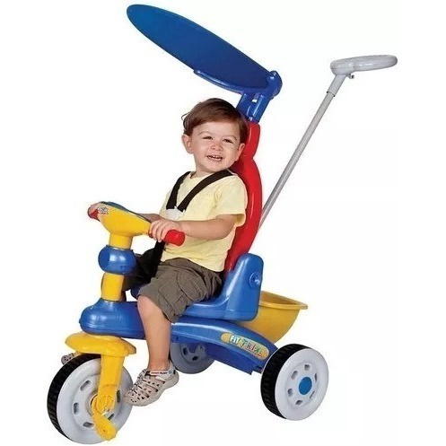 Triciclo Infantil Bebe Motoca Passeio c/ Som Luz Empurrador