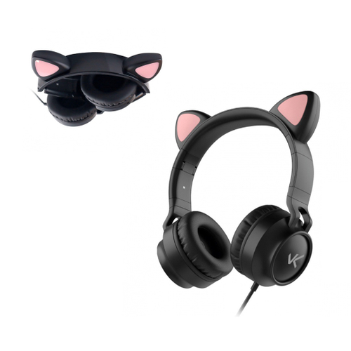 Orelhinhas para headset fone gatinho lobinho pelúcia preto