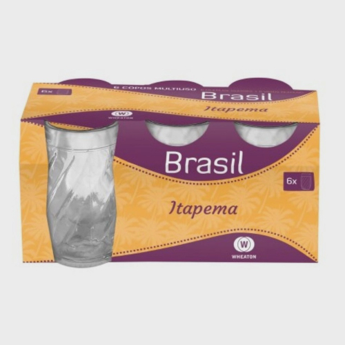 JOGO DE COPOS QUADRINHOS VIDRO PRETO 300ML 6 PEÇAS - Bomebarato