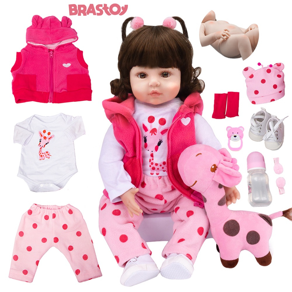 Brastoy Bebê Reborn Boneca Silicone Sólido Suave Original Rosa Menina 48cm  Pode Tomar Banho em Promoção na Americanas