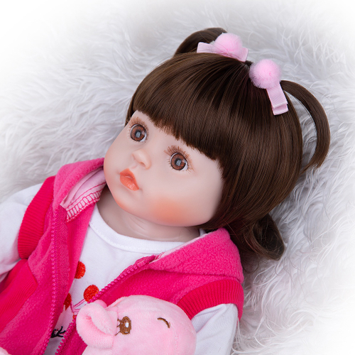 Brastoy Boneca Bebe Reborn Silicone Menina Girafinha Olhos Castanhos 48cm  Pode Dar Banho - Faz a Boa!