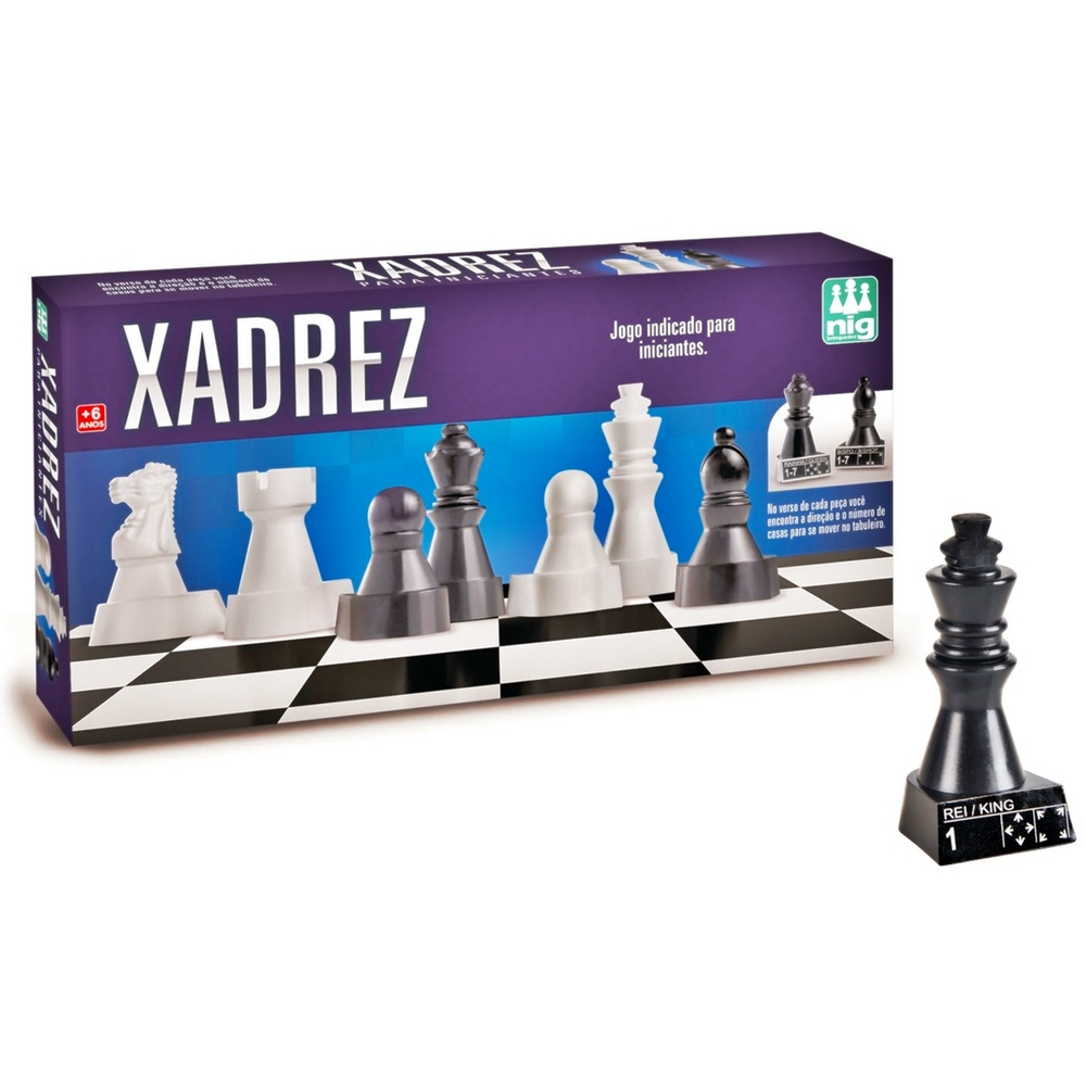 Jogo Xadrez Para Iniciantes Peças Grandes 37x37 - Nig Brinquedos