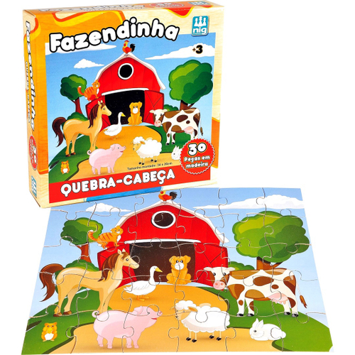 Jogo Quebra Cabeça Onde Vivem os Animais - madeira MDF - 32 Peças Único