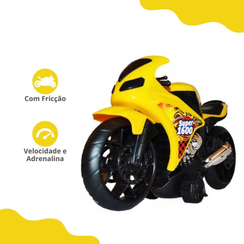 Moto 1600 c/ Rodas Fricção Bonita Coleção Corrida Infantil no Shoptime