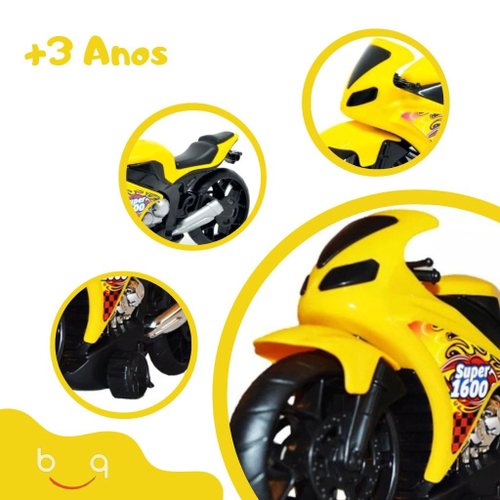 Moto 1600 C/ Rodas Fricção Bonita Coleção Corrida Infantil