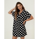 Vestido Poá Ana Prega - Preto