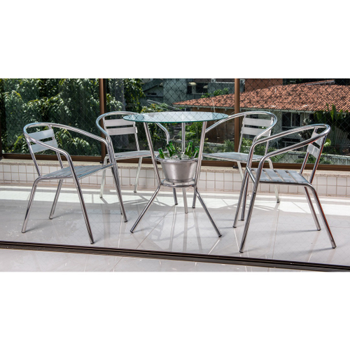 Conjunto 1 mesa e 4 cadeiras varanda externa 100% Aluminio cjmb409100  Relevance no Shoptime