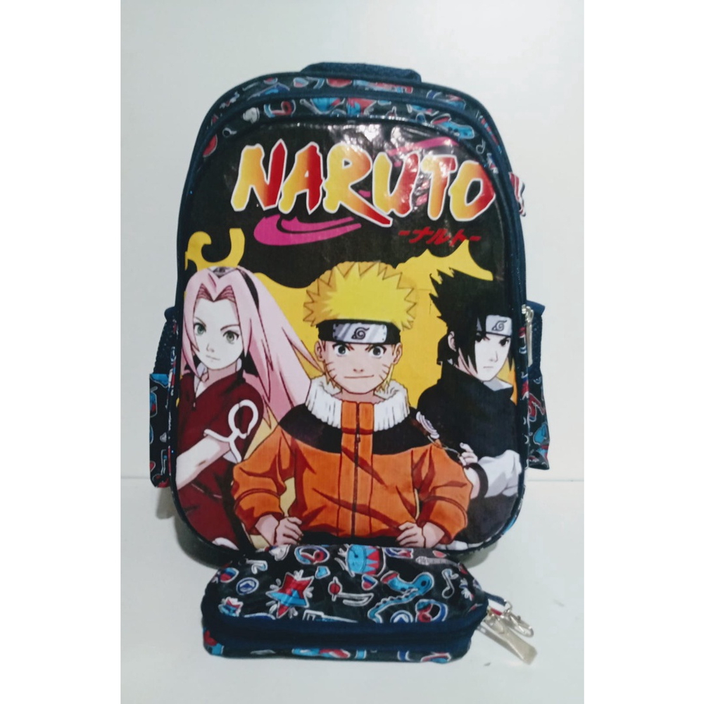 Mochila Escolar G Grande Preta Naruto Classico - Izza Presentes