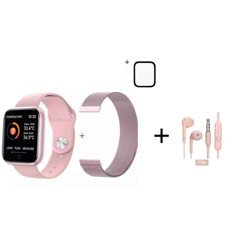 relogio smartwatch t80 feminino rose iphone android samsung