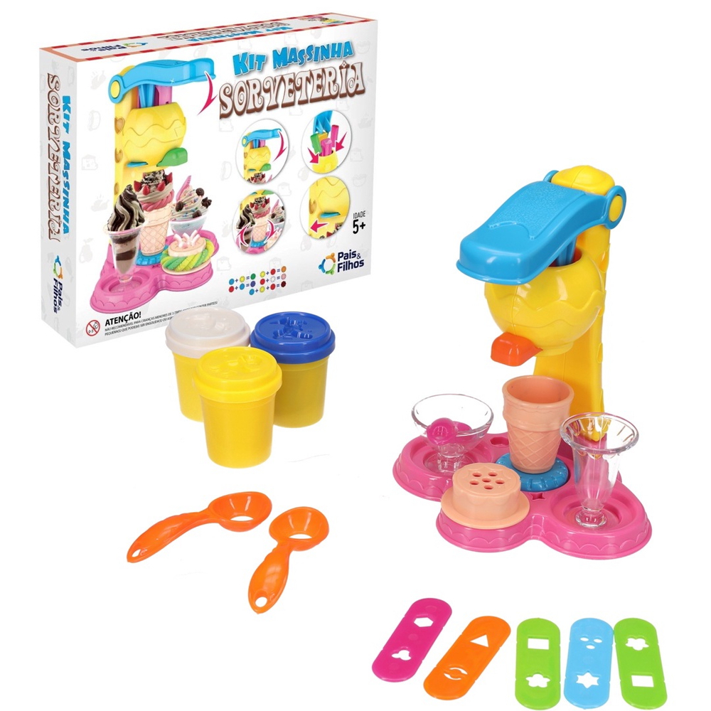 Kit Massinha de Modelar Sorveteria com Acessórios Maravilhas do Lar - Kit  Massinha de Modelar Sorveteria com Acessórios - Toys 4 Fun