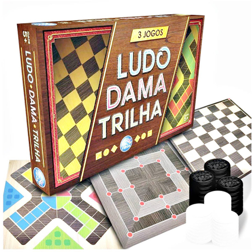 Jogo De Tabuleiro 3 Jogos Ludo Dama E Trilha