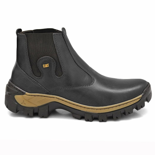 Coturno Masculino Bota Caterpillar PVC Cano Curto Preto Marrom