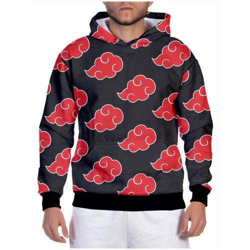 Blusa Moletom Naruto Nuvem Akatsuki Anime Canguru em algodão