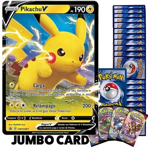 Original - Carta Pokemon gigante coleção rara - Pikachu-V em