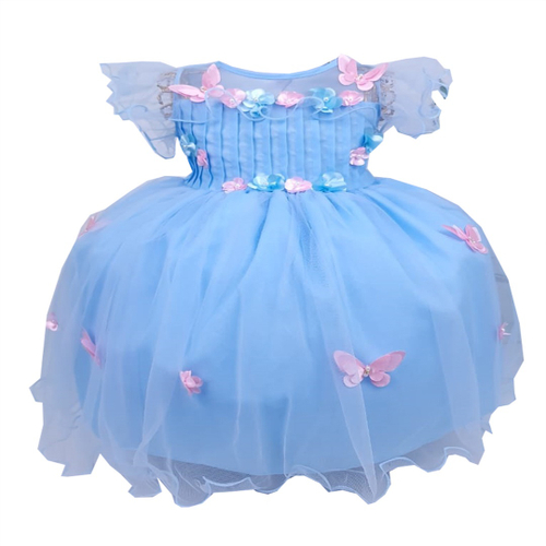 Vestido Infantil Cinderela Princesa Azul C/ Renda e Pérolas - Rosa Charmosa  Atacado