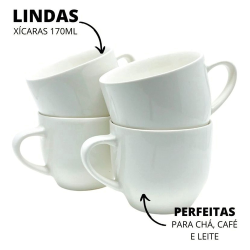 Jogo 6 Xícara Chá Café Branca 170Ml Porcelana na Americanas Empresas